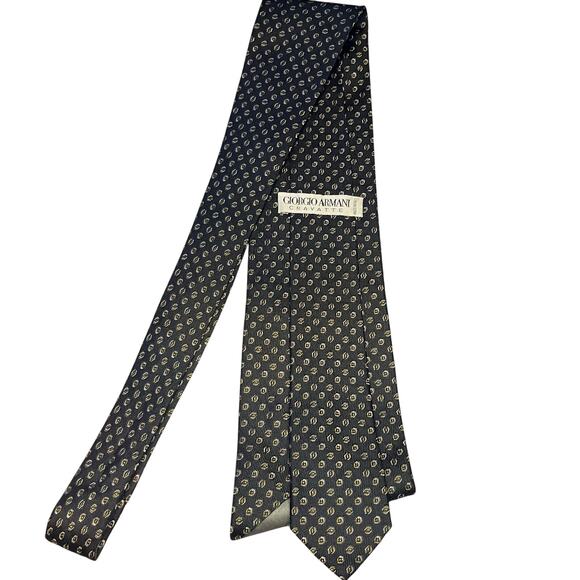 Giorgio Armani Cravatte Men’s Silk Tie Made in Italy – Blue w/ Dot Pattern - Picture 4 of 6